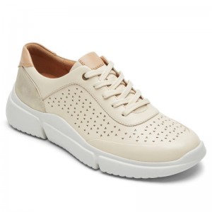 Women Rockport Juna Perforated Sneakers Cream USA | IL6-20742