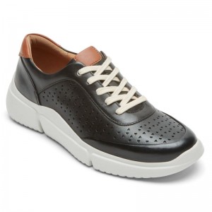 Women Rockport Juna Perforated Sneakers Black USA | BU4-57665