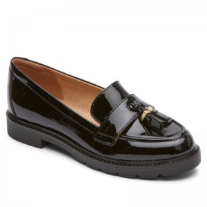 Women Rockport Kacey Tassel Loafers Black USA | ZX2-76747