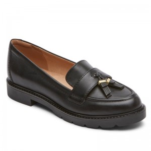 Women Rockport Kacey Tassel Loafers Black USA | YF7-82078