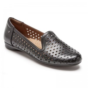 Women Rockport Maiika Woven Slip-On Loafers Black USA | BC7-99429