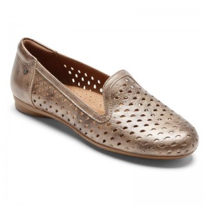 Women Rockport Maiika Woven Slip-On Loafers Gold USA | AL2-76627