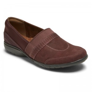 Women Rockport Penfield A-Line Slip Ons Red Brown USA | ZQ2-45624