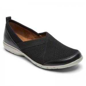 Women Rockport Penfield Mesh Slip Ons Black USA | RX9-44344