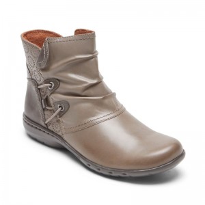 Women Rockport Penfield Ruched Booties Grey Brown USA | CV4-51745