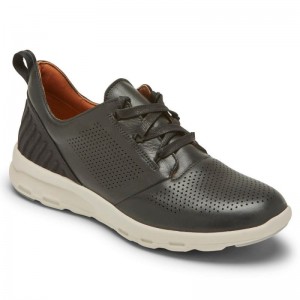 Women Rockport PulseTech Tie Sneakers Black USA | VD3-77977