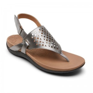 Women Rockport Ridge Thong Sandals Silver USA | NX3-53265