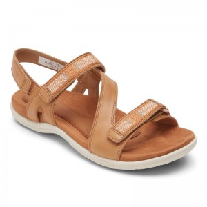 Women Rockport Rubey Asymmetrical Sandals Brown USA | MU0-80448