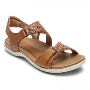 Women Rockport Rubey Braided Sandals Brown Multi USA | UX9-83548