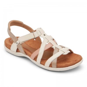 Women Rockport Rubey Woven Sandals Cream USA | EI7-90589