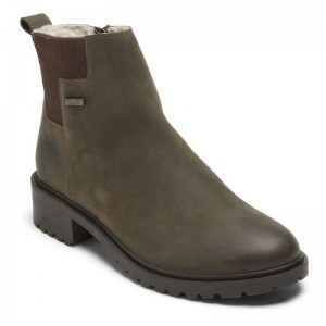 Women Rockport Ryleigh Waterproof Chelsea Boots Dark Grey Brown USA | OS2-71197