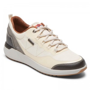 Women Rockport Skylar Tie Waterproof Sneakers Cream USA | FZ9-49834