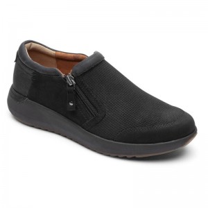 Women Rockport Skylar Zip Slip Ons Black USA | MA0-80508