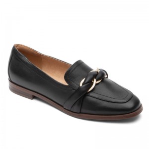 Women Rockport Susana Woven Chain Loafers Black USA | XJ7-62516