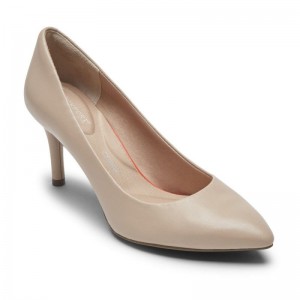 Women Rockport Total Motion 75mm Pointed Toe Heel Pumps Beige USA | UX0-65586