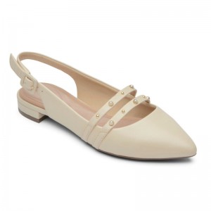 Women Rockport Total Motion Adelyn Strappy Ballet Flats Cream USA | BM9-85588