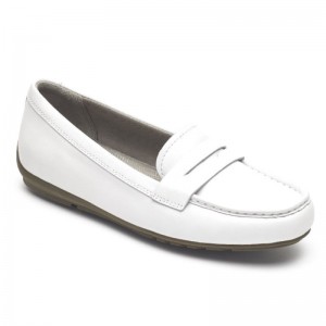 Women Rockport Total Motion Driver Penny Loafers White USA | XL1-97819