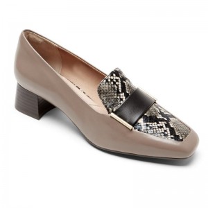 Women Rockport Total Motion Esma Heel Loafers Grey Brown USA | CT7-34853