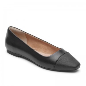 Women Rockport Total Motion Laylani Cap Slip Ballet Flats Black USA | FC7-29842