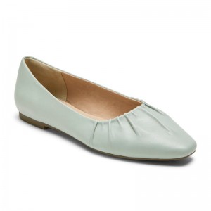 Women Rockport Total Motion Laylani Gathered Flat Ballet Flats Green USA | WF9-15451