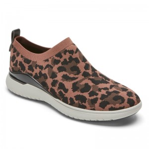 Women Rockport Total Motion Sport High Slip-On Sneakers Brown Leopard USA | IO2-20212