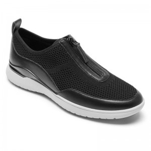 Women Rockport Total Motion Sport Zip Sneakers Black USA | IX4-75097