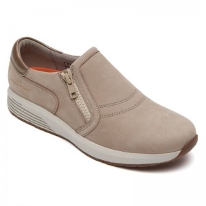 Women Rockport Trustride ProWalker Slip Ons Grey Brown USA | PH0-74727