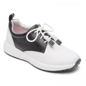 Women Rockport Trustride Prowalker Tassel Waterproof Golf Shoes White/Black USA | AE2-61106