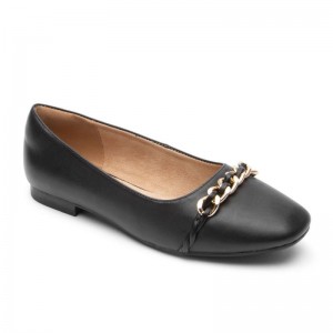 Women Rockport Zoie Chain Ballet Flats Black USA | CP2-73487