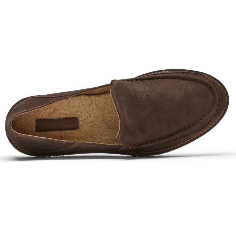 Men Rockport Axelrod Crushback Slip-On Loafers Dark Brown USA | JX3-87598