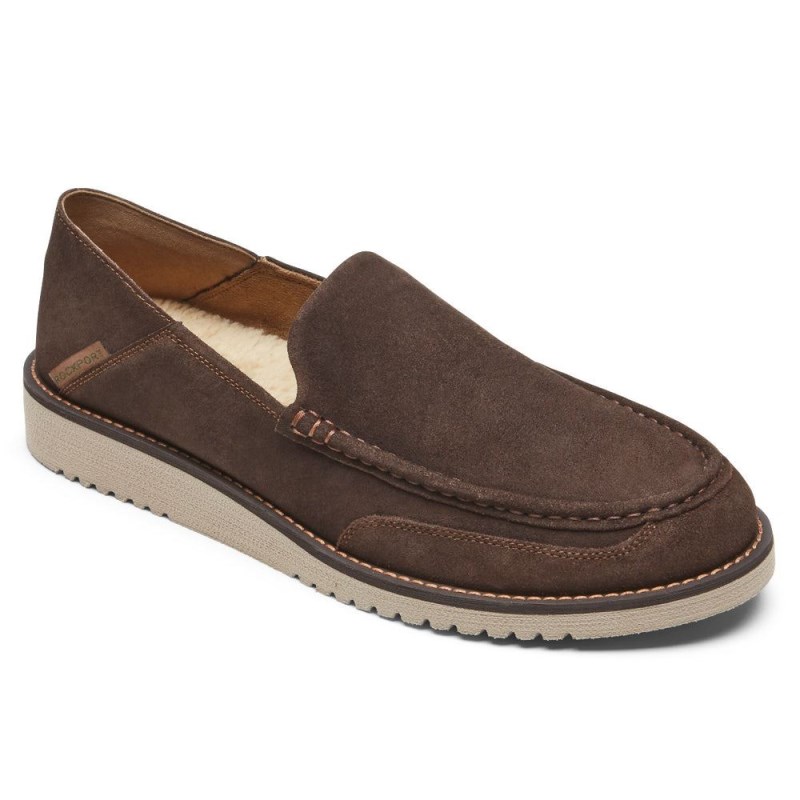 Men Rockport Axelrod Crushback Slip-On Loafers Dark Brown USA | JX3-87598