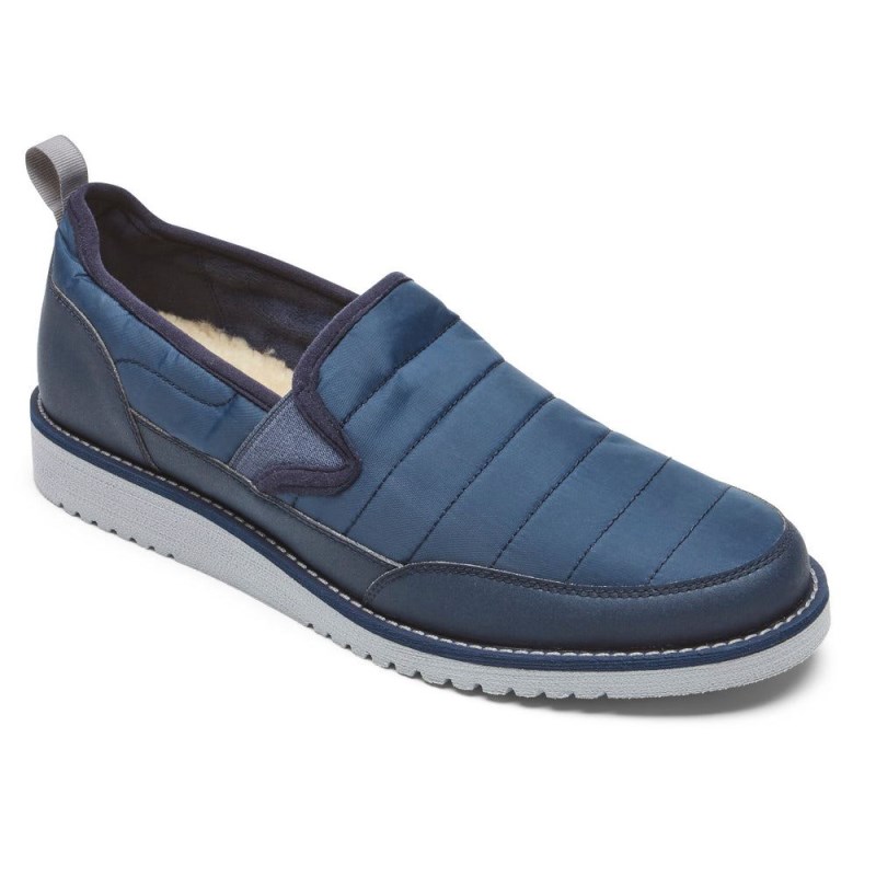 Men Rockport Axelrod Quilted Slip-On Loafers Navy USA | CD0-96469