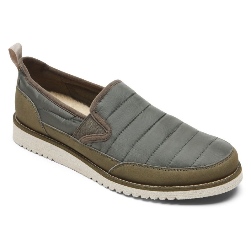 Men Rockport Axelrod Quilted Slip-On Loafers Olive USA | MS9-96639