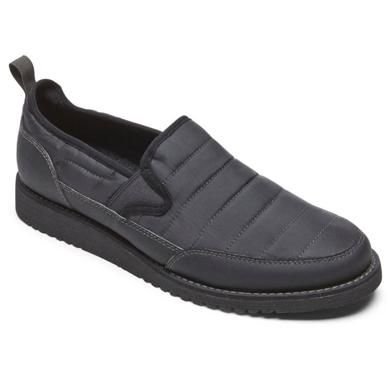 Men Rockport Axelrod Quilted Slip-On Loafers Black USA | RG7-12171