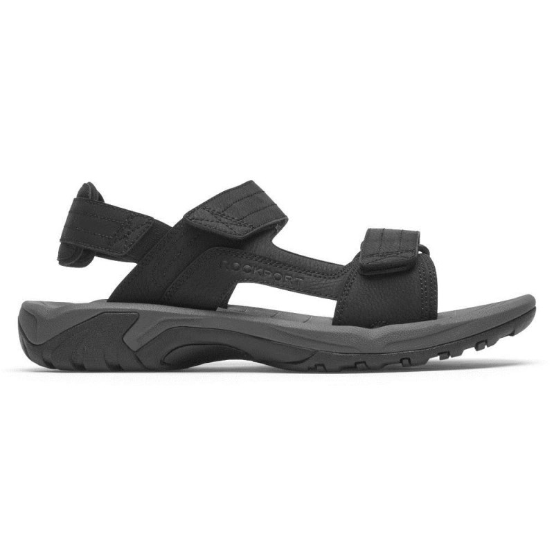 Men Rockport Byron Adjustable Sandals Black USA | KW0-61636