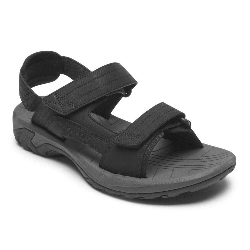 Men Rockport Byron Adjustable Sandals Black USA | KW0-61636