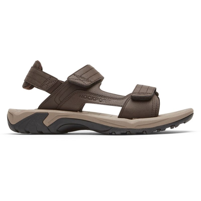 Men Rockport Byron Adjustable Sandals Dark Brown USA | OA4-63386