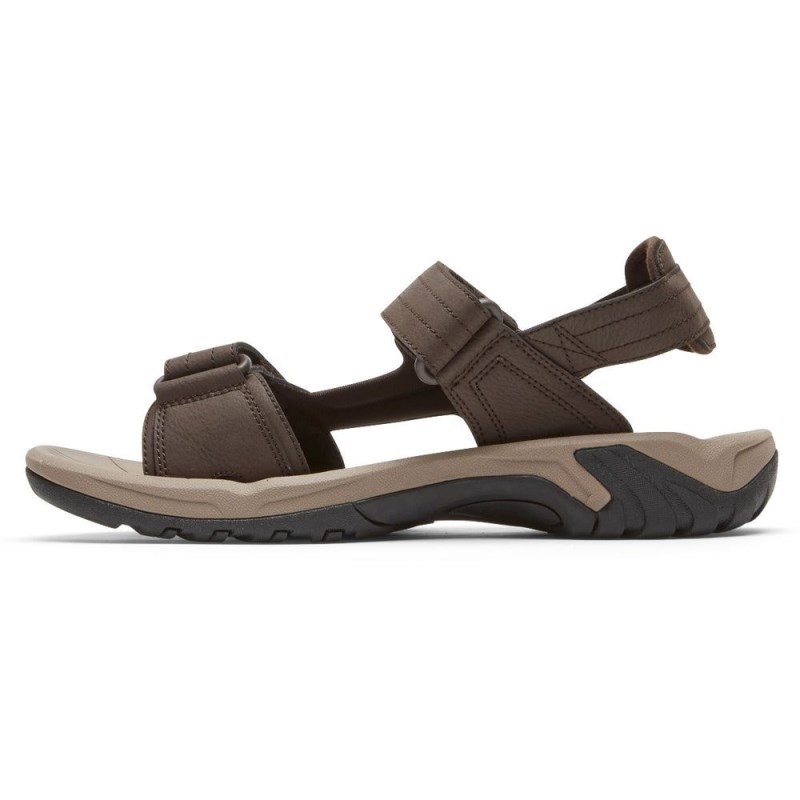 Men Rockport Byron Adjustable Sandals Dark Brown USA | OA4-63386