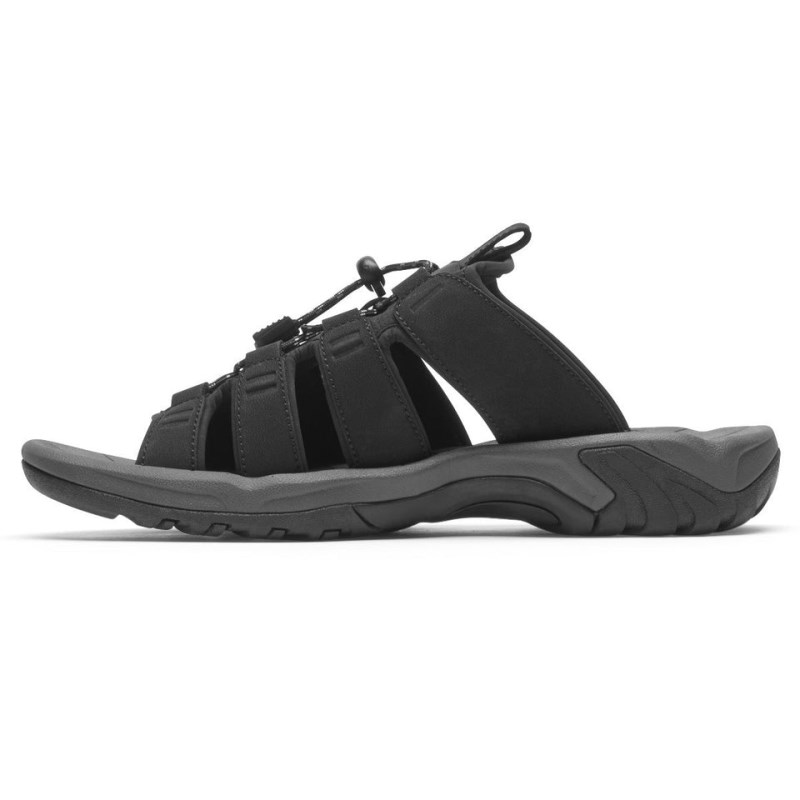 Men Rockport Byron Bungee Slides Black USA | KA7-10651