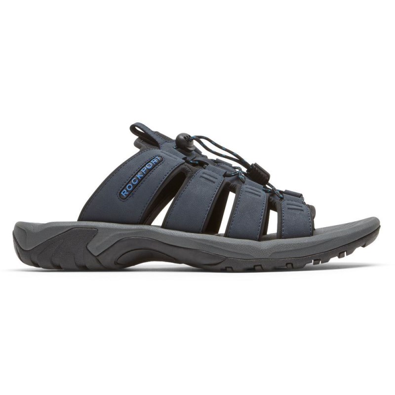 Men Rockport Byron Bungee Slides Navy USA | GT1-61036