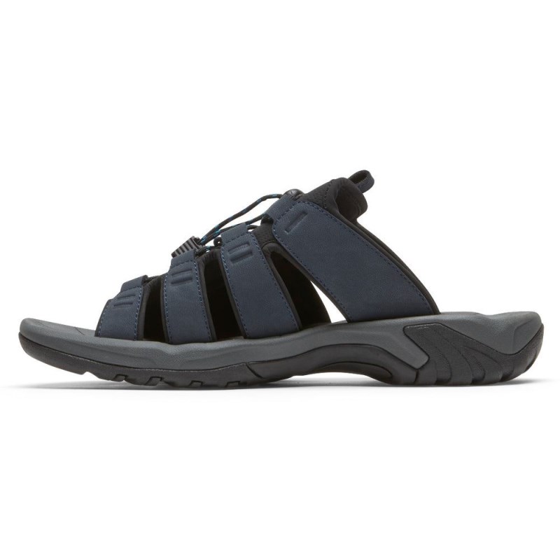 Men Rockport Byron Bungee Slides Navy USA | GT1-61036