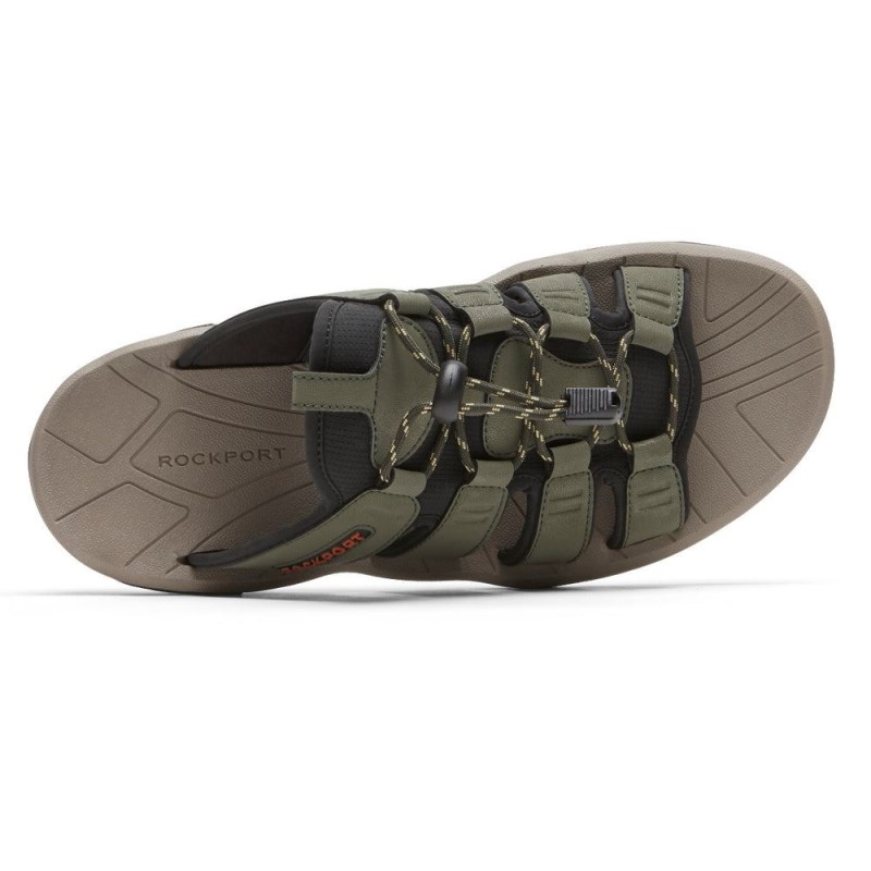 Men Rockport Byron Bungee Slides Olive USA | HS5-75437