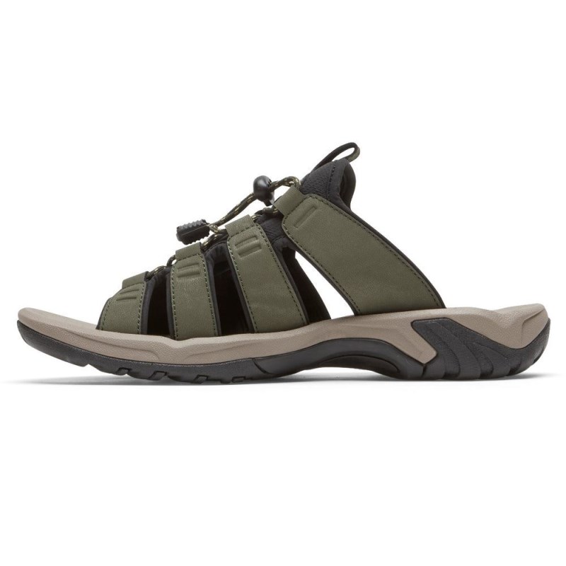 Men Rockport Byron Bungee Slides Olive USA | HS5-75437