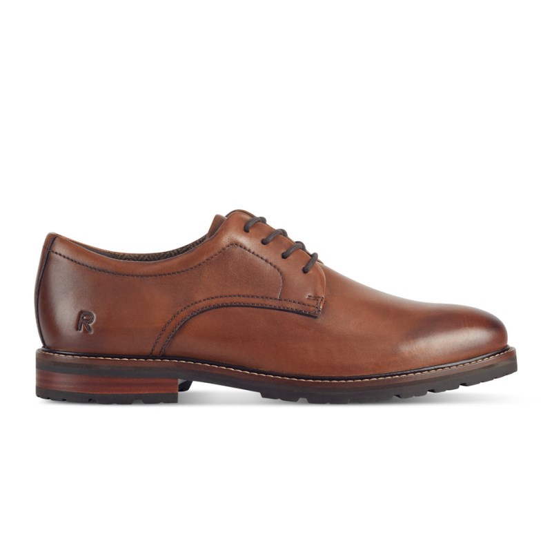 Men Rockport Cedric Dress Lace-up Almond Toe Oxford Shoes Dark Brown USA | JX2-86038