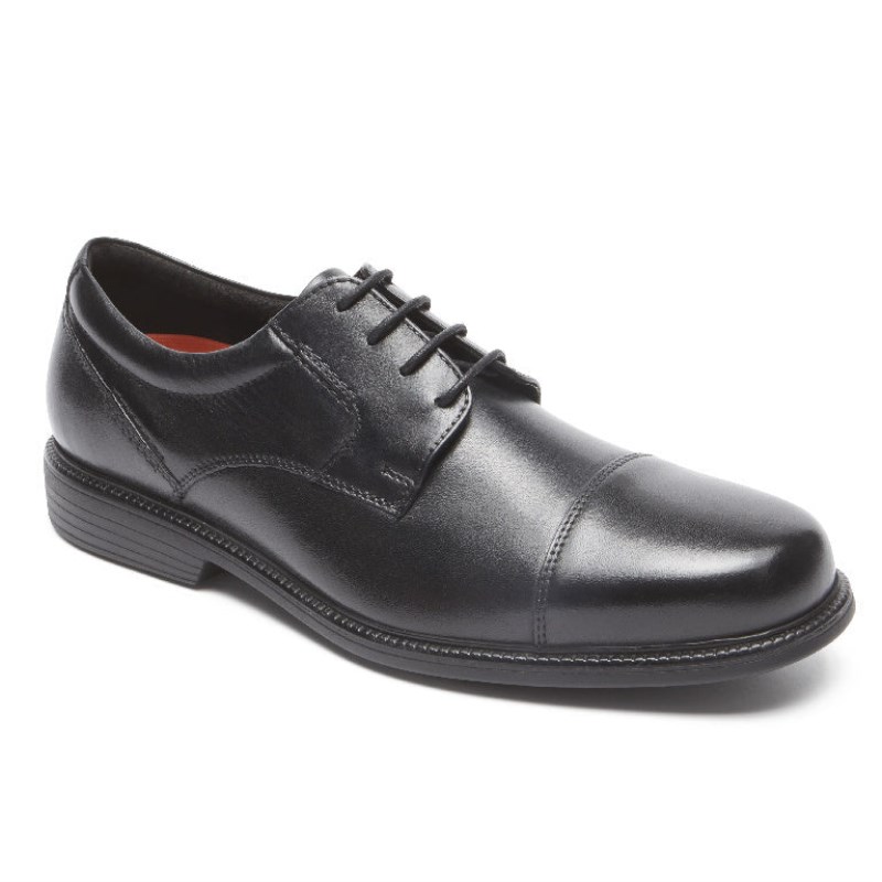 Men Rockport Charles Road Cap Toe Oxford Shoes Black USA | TW5-15891