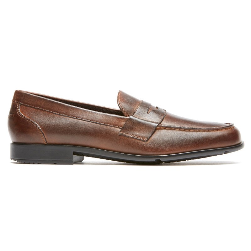 Men Rockport Classic Penny Loafers Dark Brown USA | JN0-62376