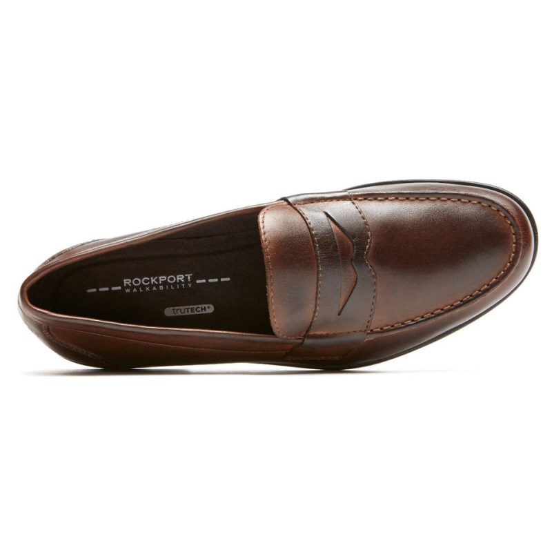 Men Rockport Classic Penny Loafers Dark Brown USA | JN0-62376