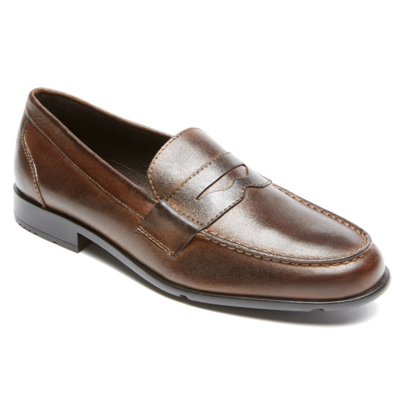 Men Rockport Classic Penny Loafers Dark Brown USA | JN0-62376