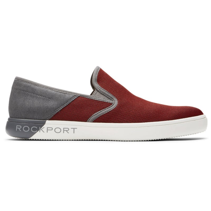 Men Rockport Colle Mesh Slip-On Sneakers Red Brown Multi USA | MX1-16461