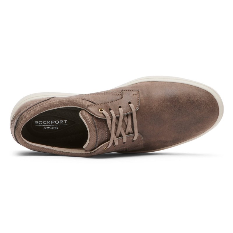 Men Rockport Colle Plain Toe Sneakers Brown USA | XB6-34393